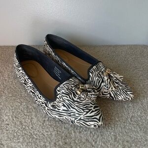Hush Puppies Bounce Zebra Print Genuine Fur Calf Fur Womens Loafer Size